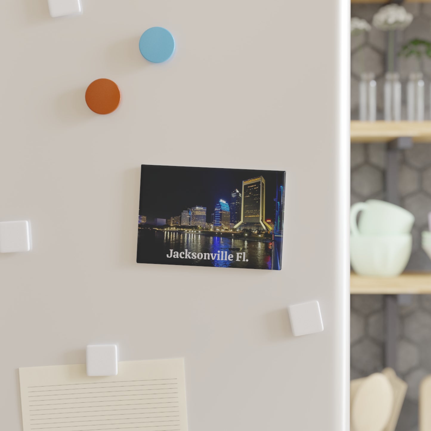 Jacksonville Cityscape Magnet, Rectangle, Travel Souvenir, Home Decor, Gift Idea, City Pride, Fridge Magnet