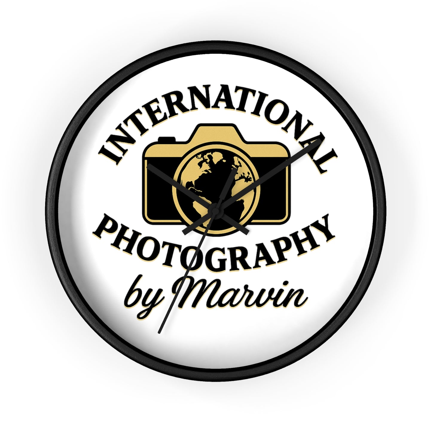 International Photography Wall Clock — "by Marvin" Personalized Photographer Gift