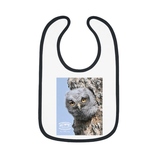 Cute Owl Baby Bib with Contrast Trim, Baby Feeding Gift, Infant Bib, Owl Lover Gift, Nursery Decor, Newborn Essential