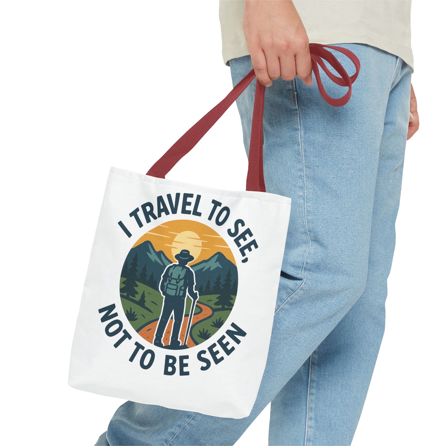 Adventurous Travel Tote Bag - 'I Travel to See, Not to Be Seen' - Ideal for Hiking, Camping, Road Trips, Gifts for Outdoor Lovers