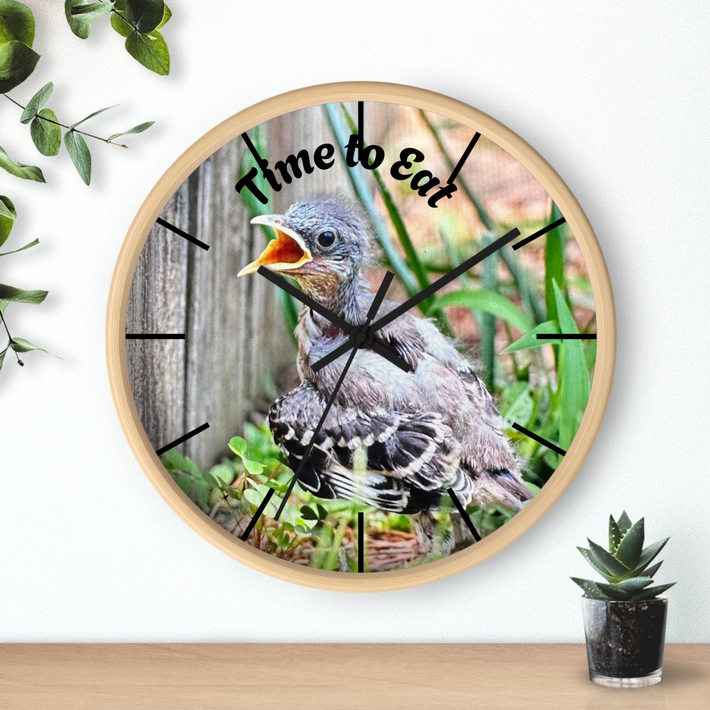 Nature-Inspired Wall Clock, Time to Eat Bird Clock, Home Decor for Bird Lovers, Gift for Nature Enthusiasts, Unique Wall Art
