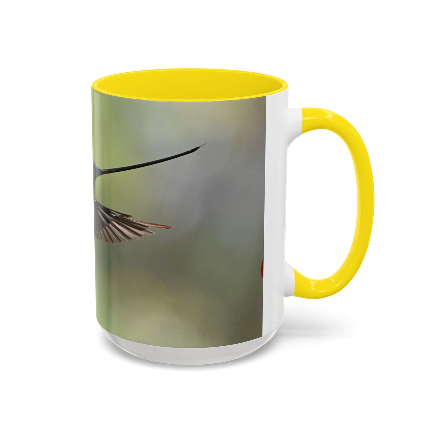 Hummingbird Accent Coffee Mug – 11/15oz Ceramic Mug with Black Interior & Handle