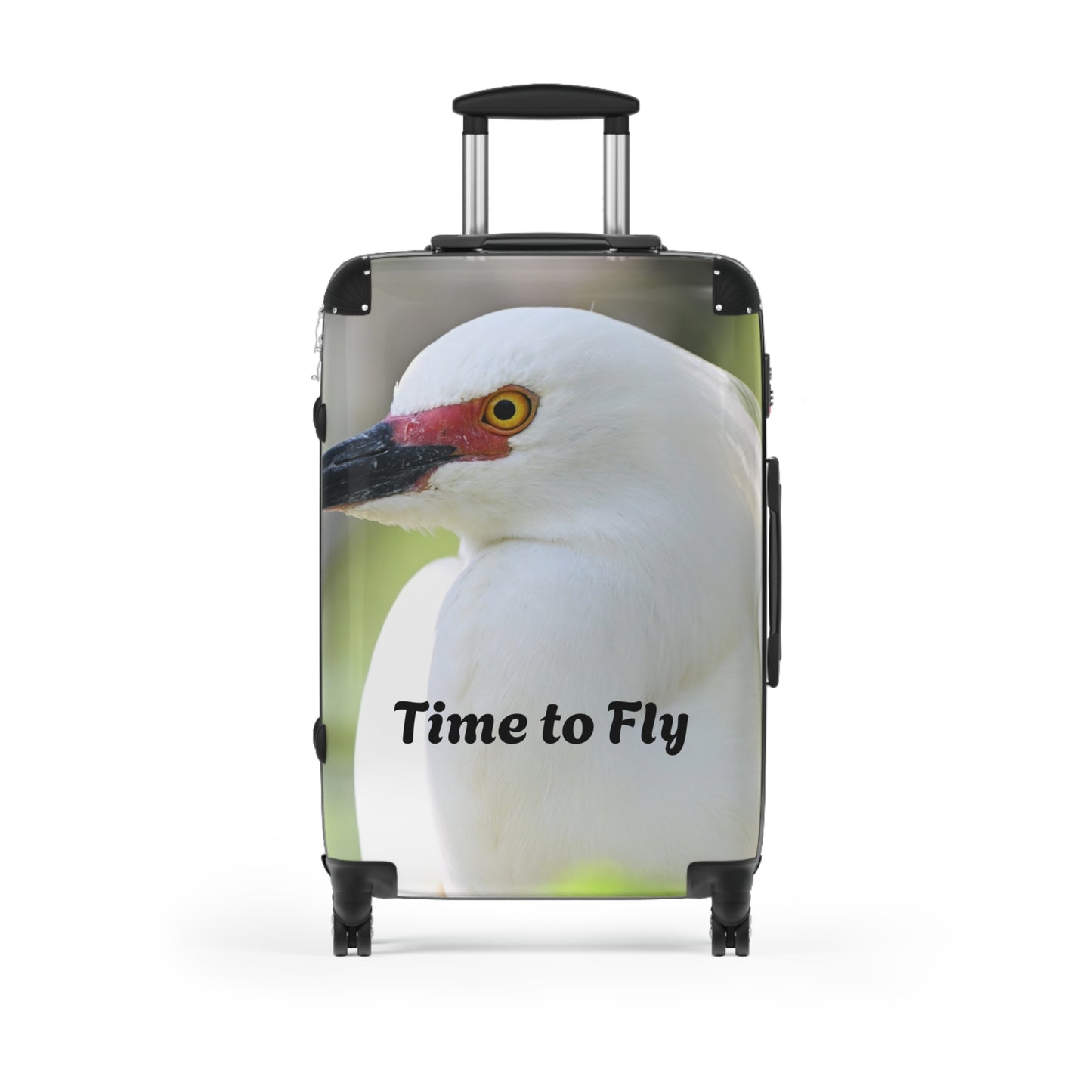 Stylish Suitcase for Travel Enthusiasts, Custom Luggage, Perfect Gift for Travelers, Time to Fly Design, Unique Travel Accessory