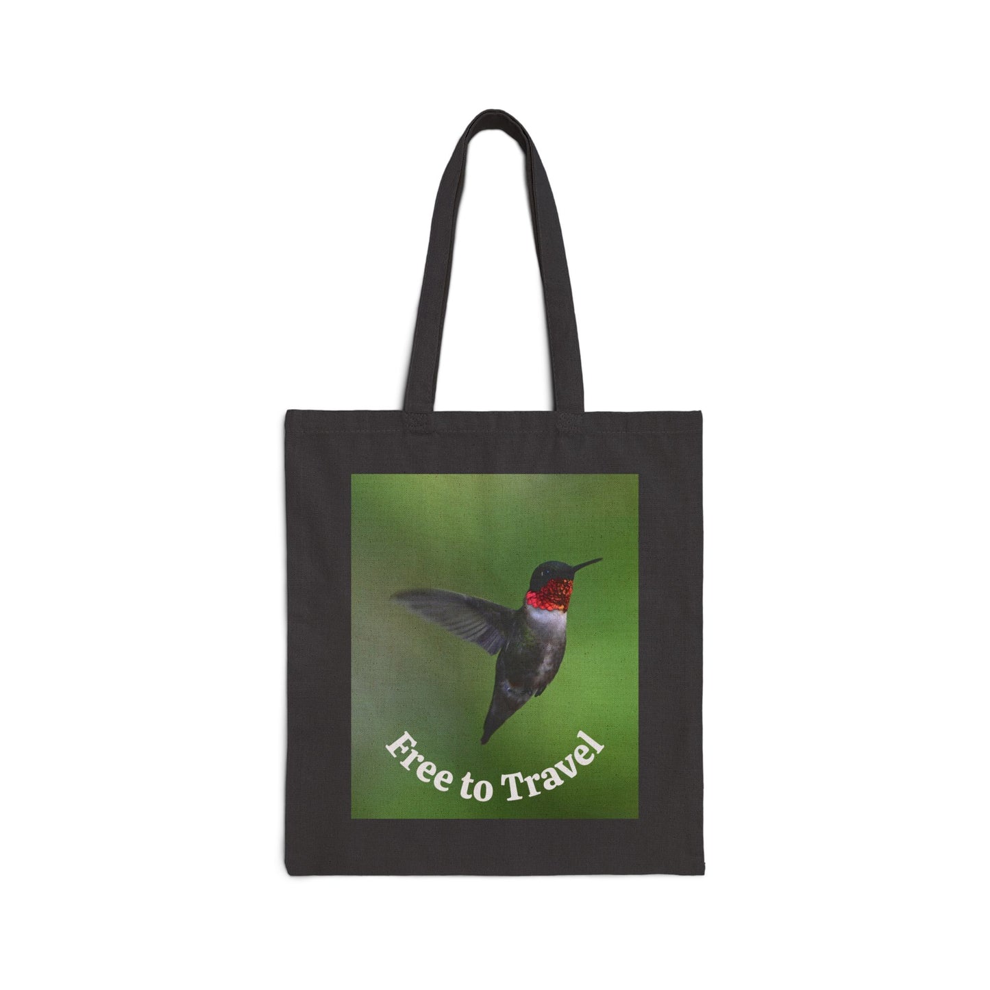 Cotton Canvas Tote Bag with Hummingbird