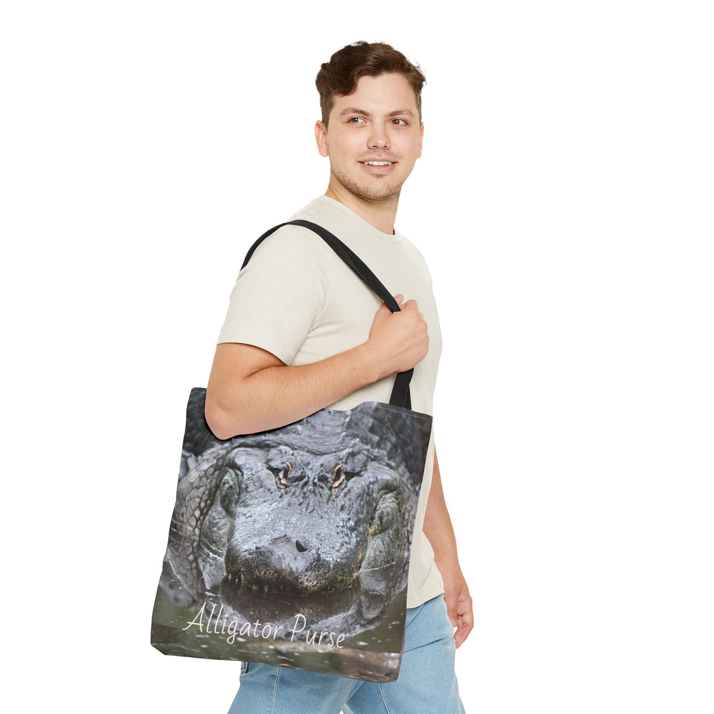 Alligator Print Tote Bag, Wildlife Lover Gift, Eco-Friendly Bag, Beach Tote, Animal Lovers' Accessory, Unique Alligator Purse
