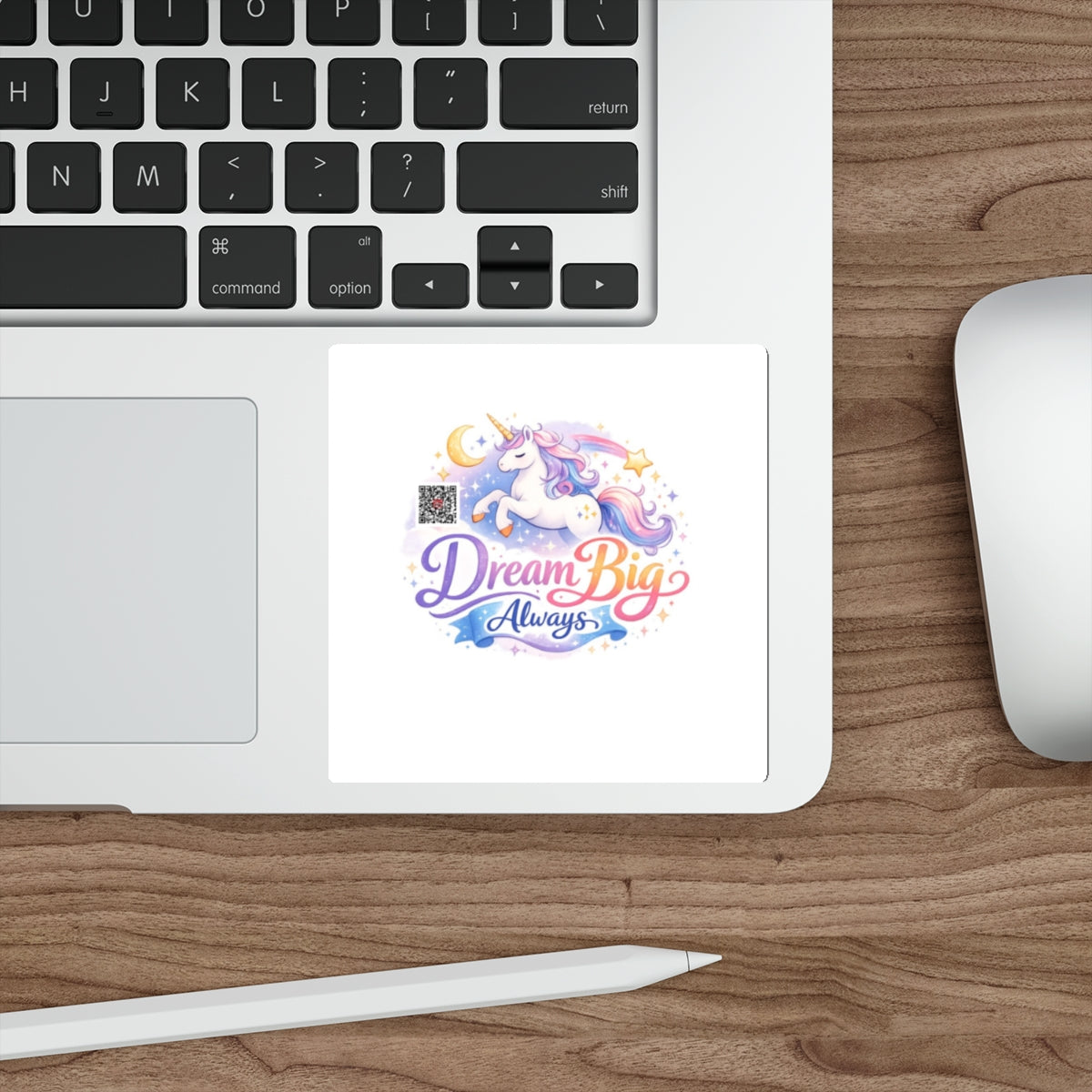 Dream Big Always Unicorn Die-Cut Sticker – Inspirational Pastel Vinyl Sticker for Laptops, Journals & Gifts
