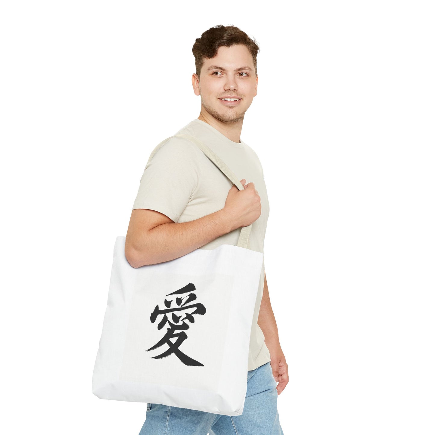 Anime Tote Bag with Love Symbol, Eco-Friendly Bag, Gift for Her, Stylish Shopping Bag, Unique Art Bag, Personalized Accessory