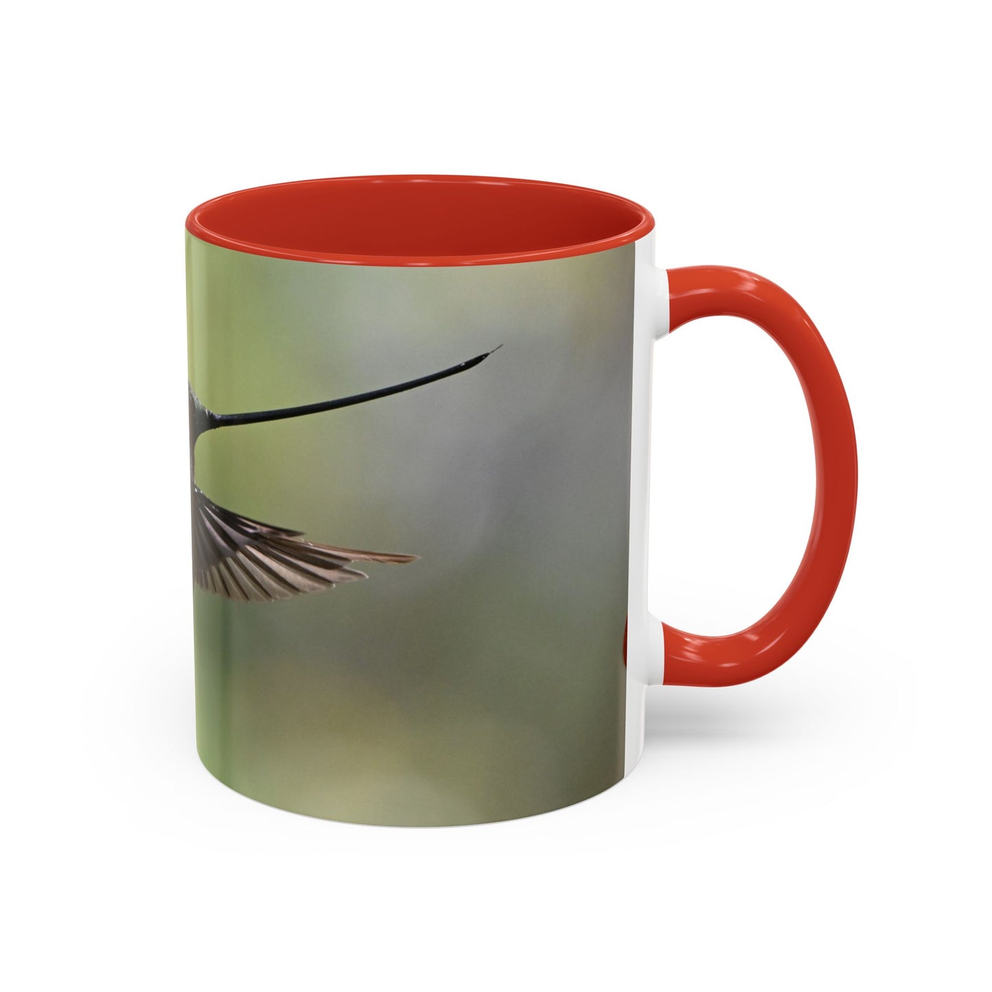 Hummingbird Accent Coffee Mug – 11/15oz Ceramic Mug with Black Interior & Handle