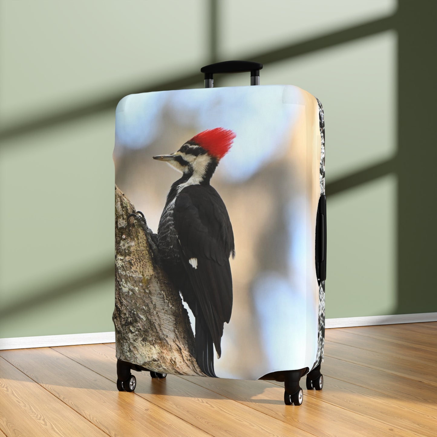 Pileated Woodpecker Luggage Cover — Wildlife Travel Suitcase Protector