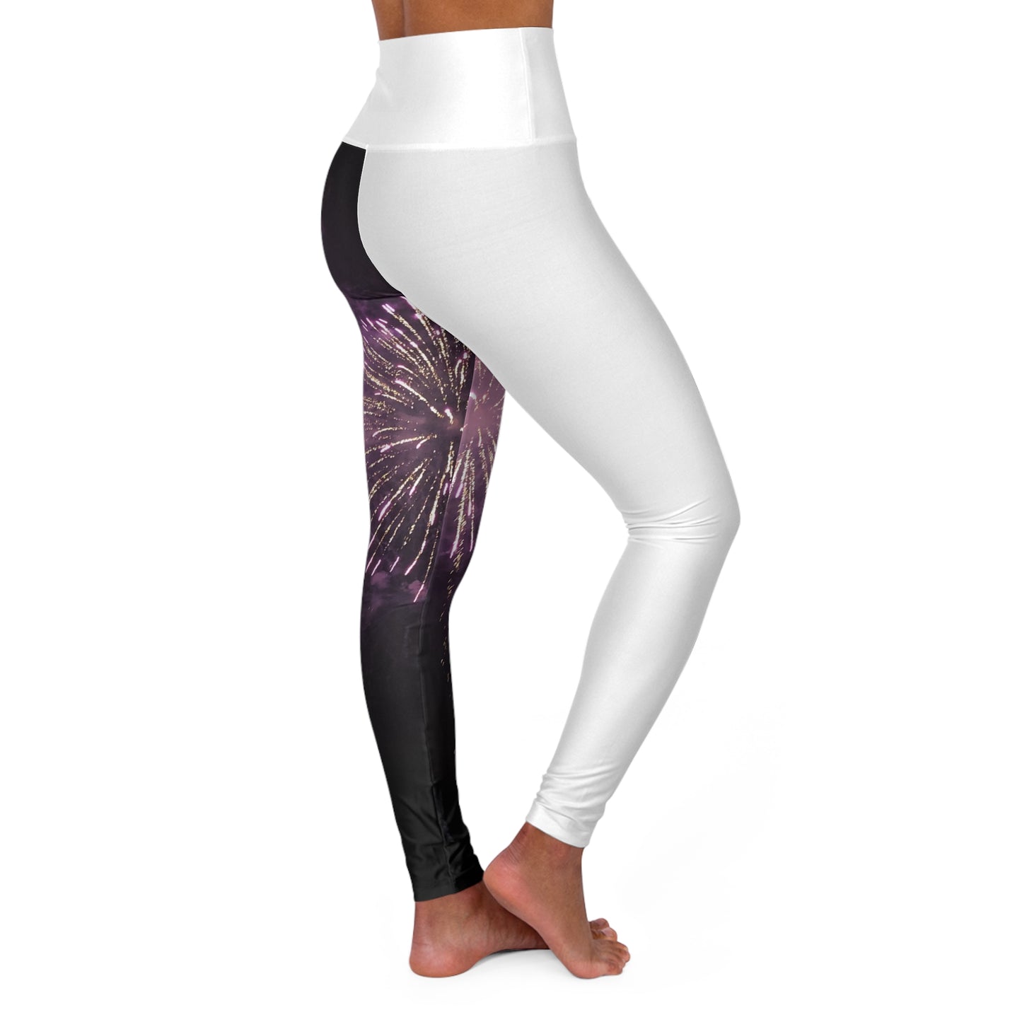 Firework Pattern High Waisted Yoga Leggings, Festival Workout Pants, Activewear, Fitness Leggings, Party Essentials
