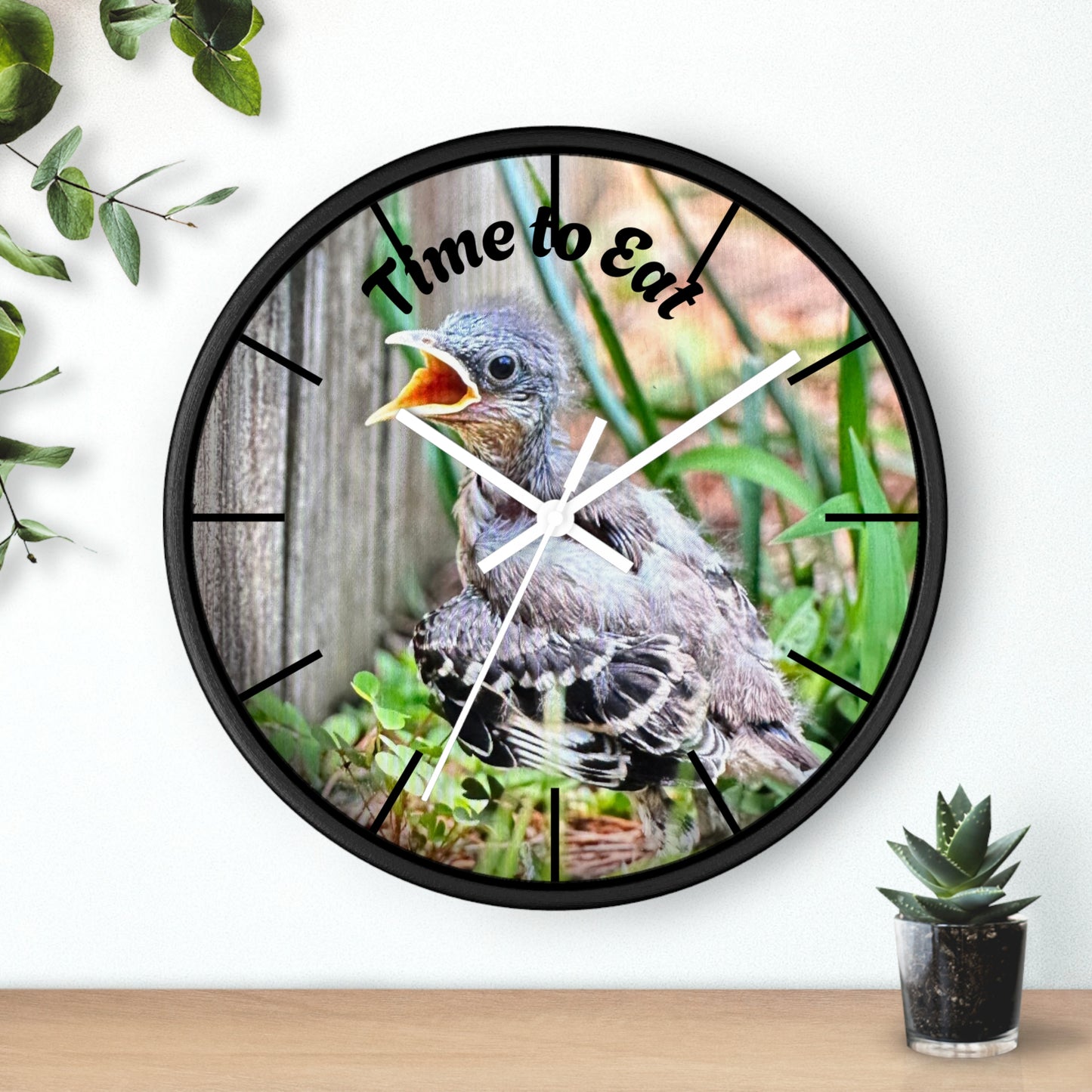 Nature-Inspired Wall Clock, Time to Eat Bird Clock, Home Decor for Bird Lovers, Gift for Nature Enthusiasts, Unique Wall Art