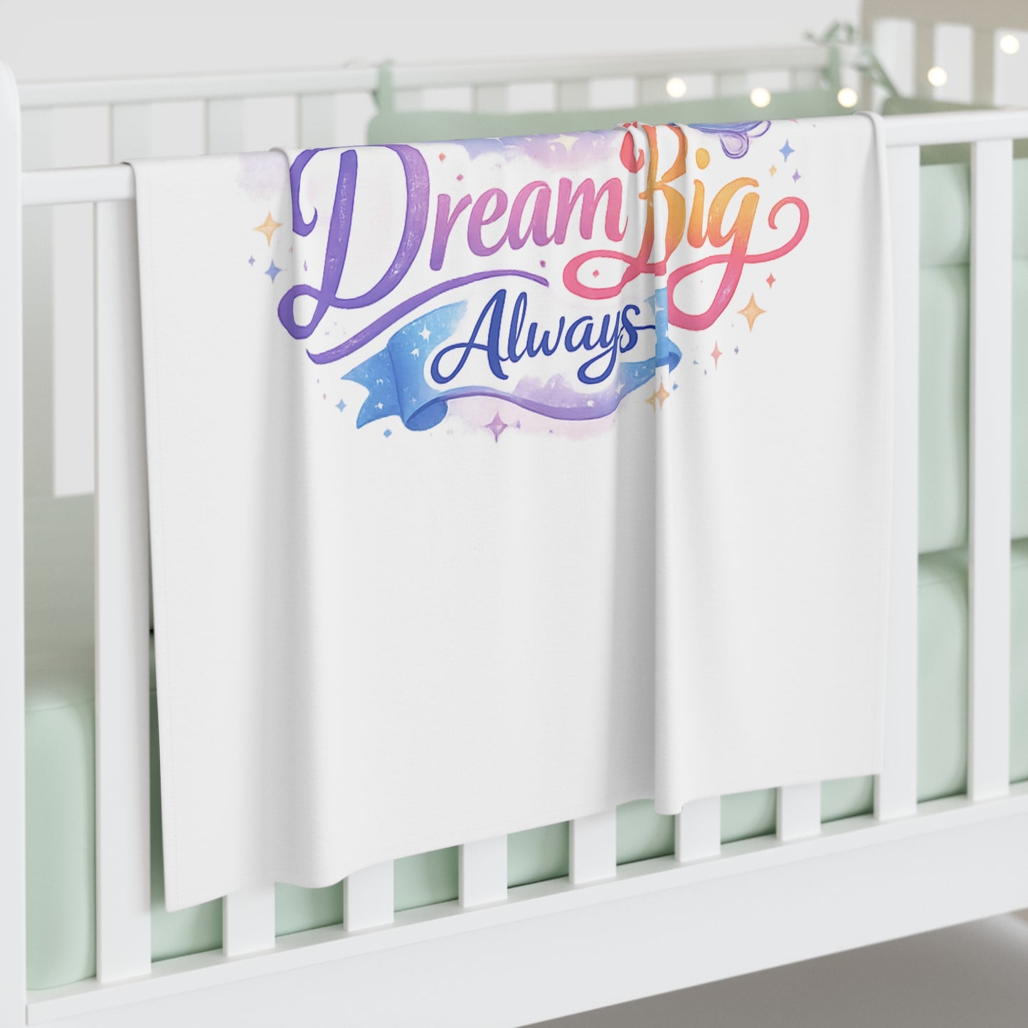 Dream Big Always Unicorn Baby Swaddle Blanket — Soft Newborn Nursery Throw