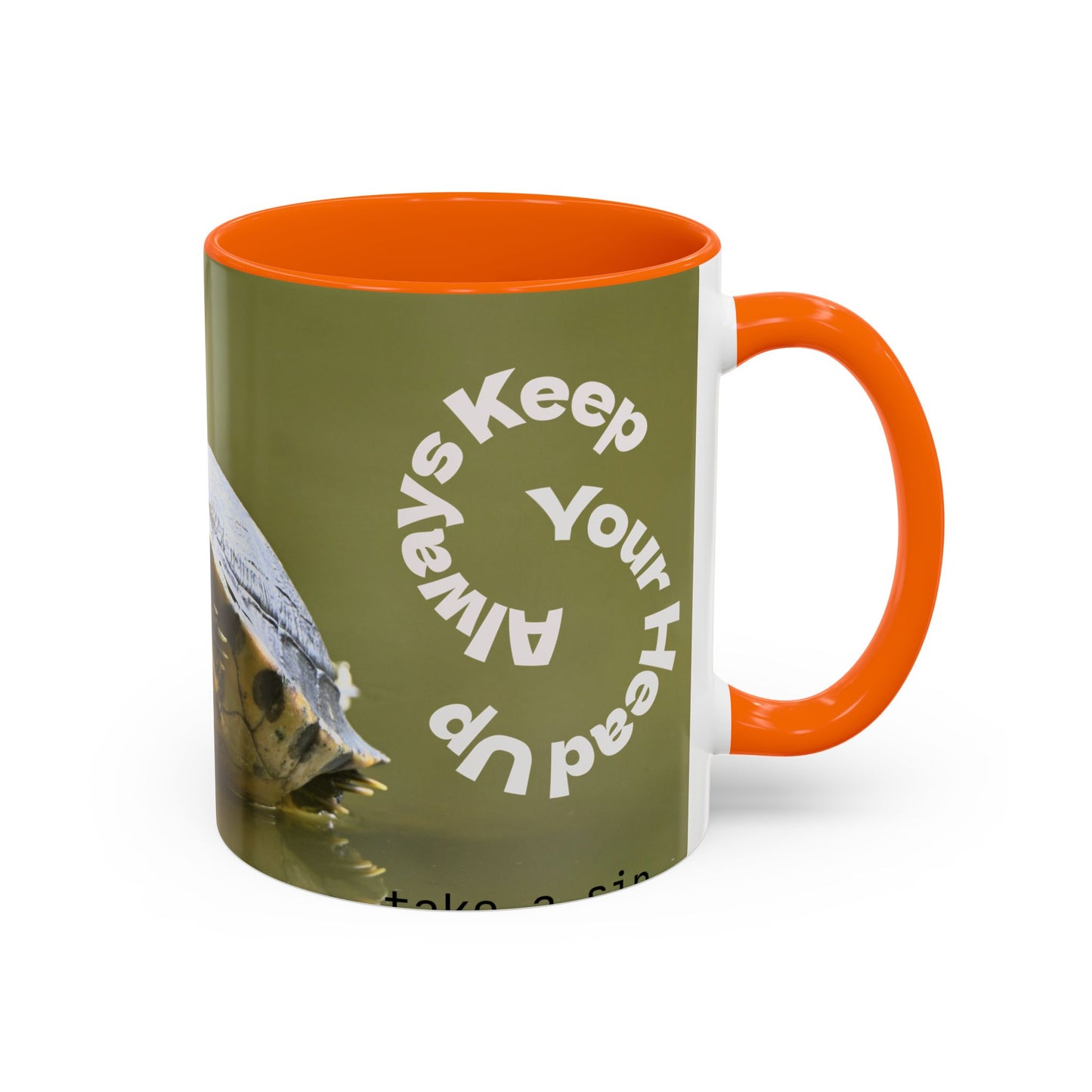 Turtle Coffee Mug — "Always Keep Your Head Up" Inspirational Accent Mug (11/15 oz)