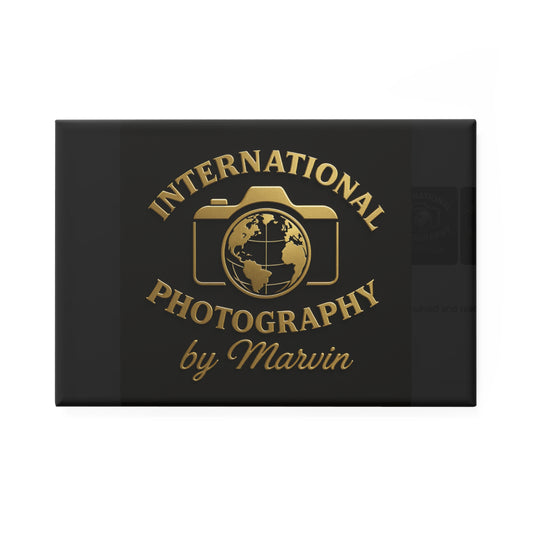 Rectangle Magnet — "International Photography by Marvin" Gold Logo