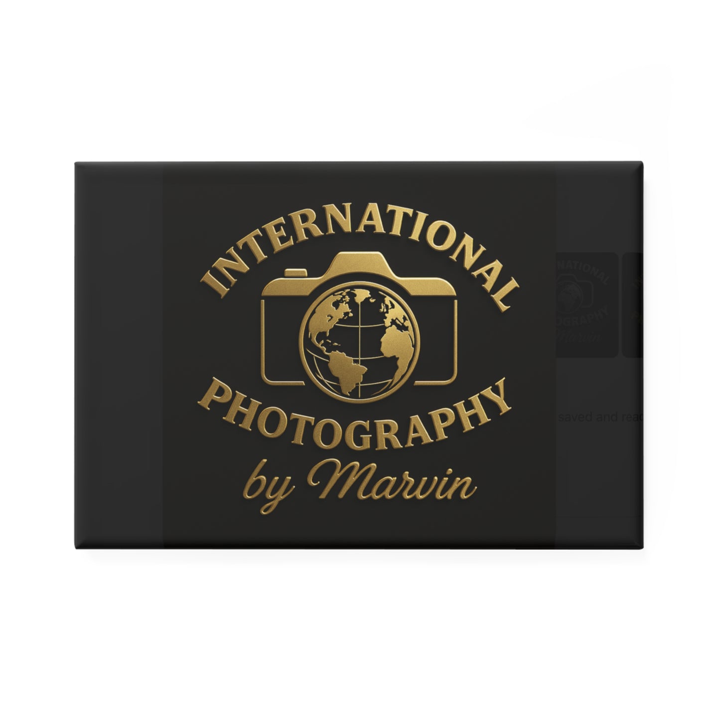 Rectangle Magnet — "International Photography by Marvin" Gold Logo