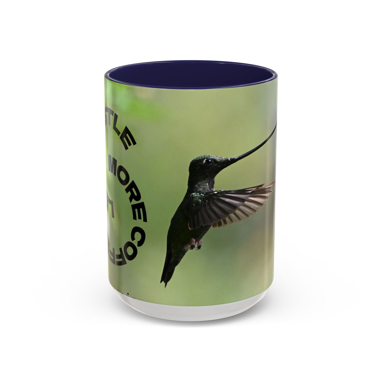 Hummingbird Accent Coffee Mug – 11/15oz Ceramic Mug with Black Interior & Handle
