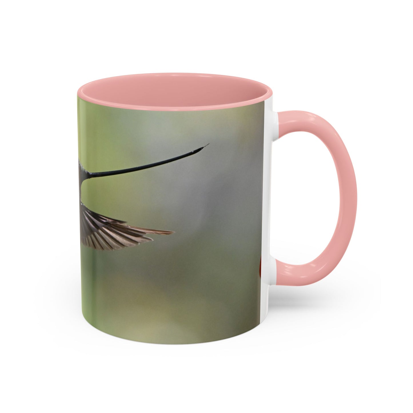 Hummingbird Accent Coffee Mug – 11/15oz Ceramic Mug with Black Interior & Handle