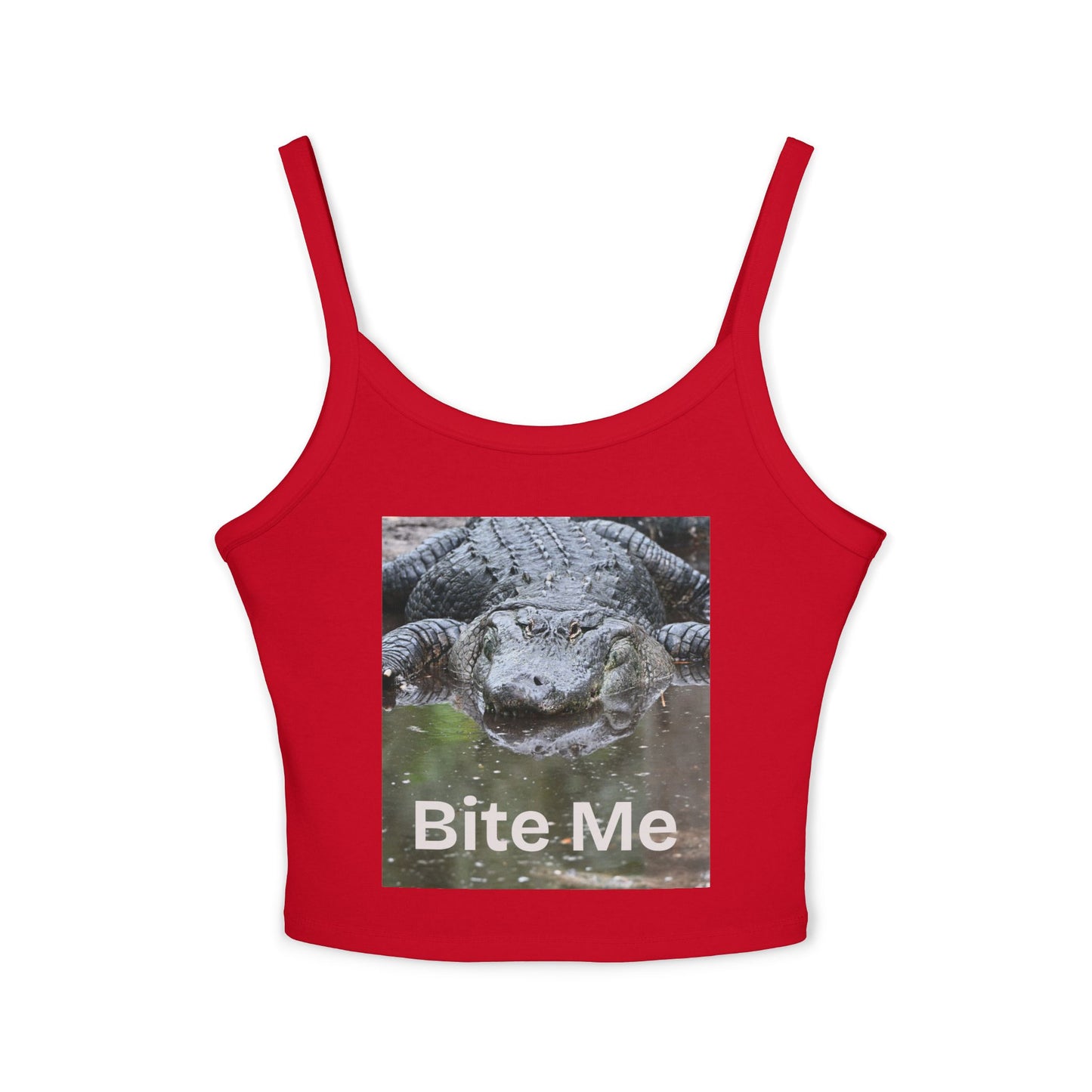 Sassy Cropped Tank Top, Bite Me Graphic Top, Summer Casual Wear, Trendy Women’s Shirt, Perfect for BBQs and Vacations
