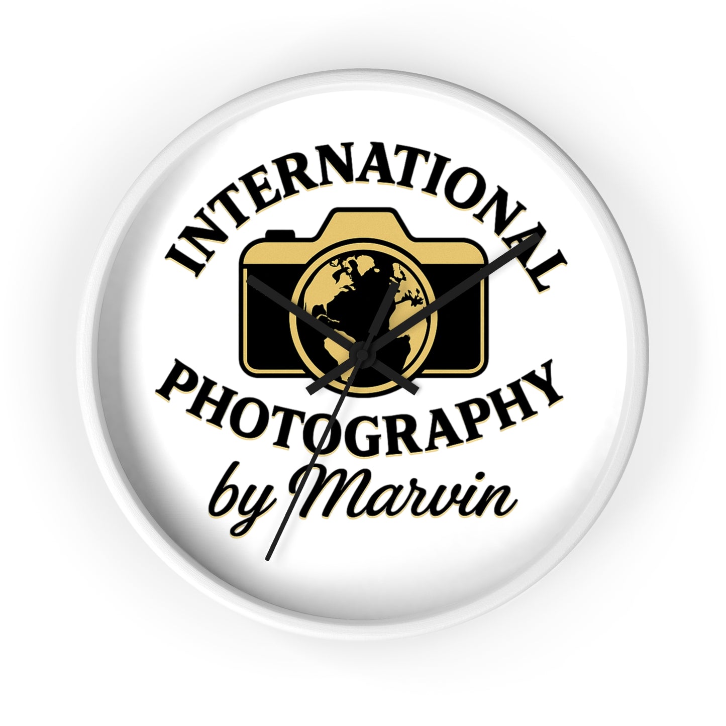 International Photography Wall Clock — "by Marvin" Personalized Photographer Gift