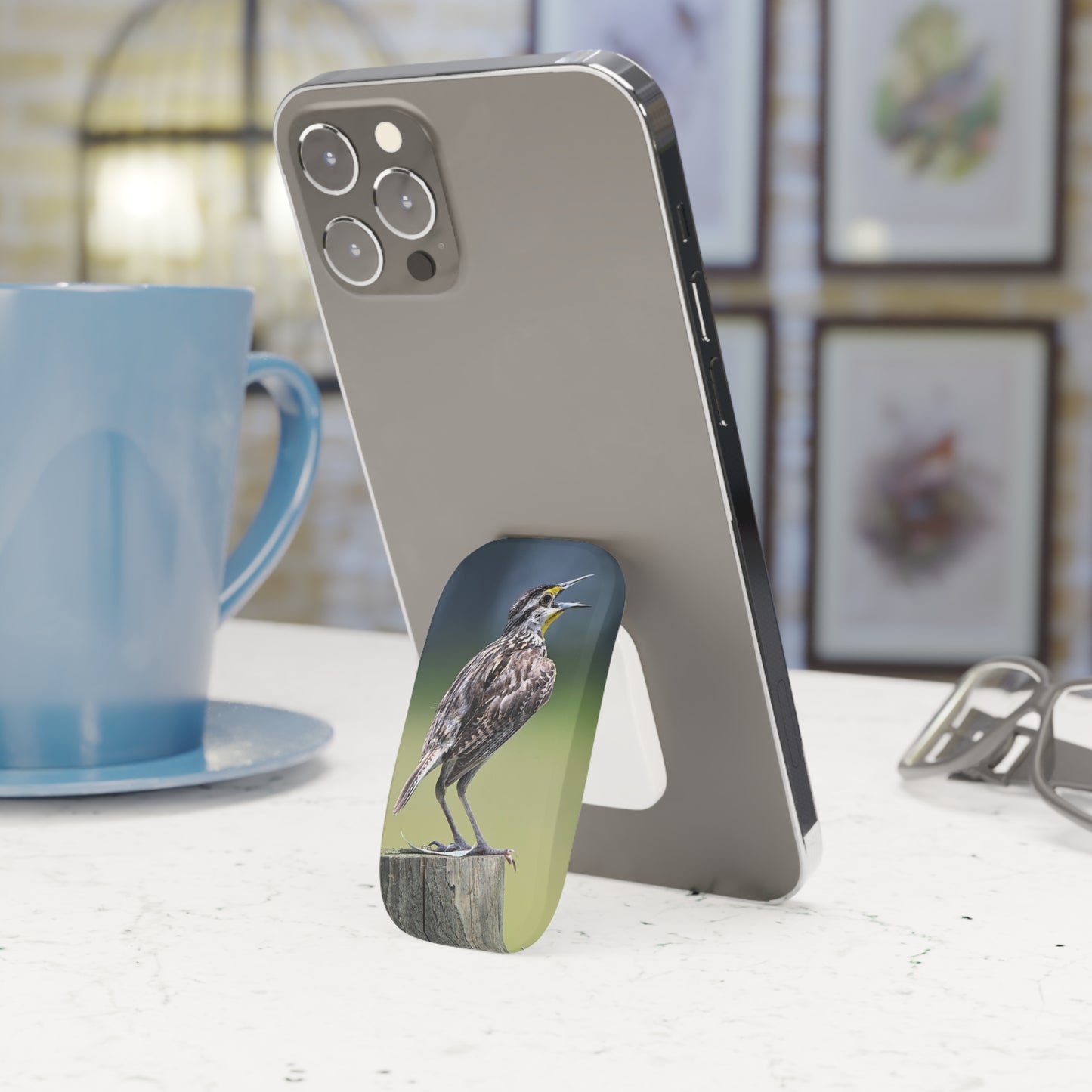 Meadowlark Phone Grip — Singing Bird Click-On Stand