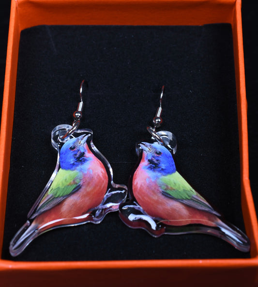Custom Photo Painted Bunting Earrings